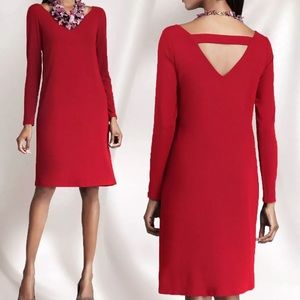 Eileen Fisher Viscose Cut Out Back Scarlet Dress